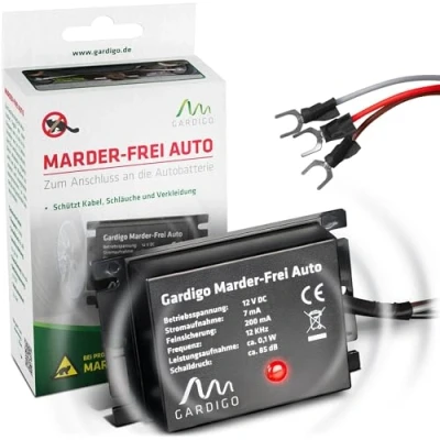 Abbildung von Gardigo® Marder Frei Auto I Marderschreck 25 Jahre Erfahrung Marderabwehr Anschluss an 12V Autobatterie Marderschutz für Abwehr gegen KFZ
