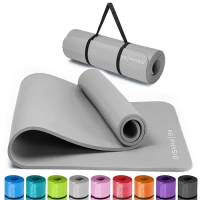 Abbildung von KG Physio Yogamatte Rutschfest und Gepolstert Yoga Matte mit Tragegurt, Fitnessmatte, Turnmatte, Sportmatte Dicke 8mm, Gymnastikmatte, Gym Matte, Pilates Fitness Sport, 183x60cm