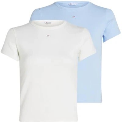 Abbildung von Tommy Jeans Essential 2 PACK Tshirt basic, Damen, Größe: 36, Ecru/sweet blue