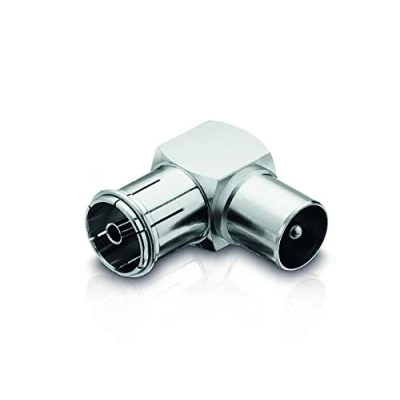 Abbildung von adaptare 60710 90 Grad Winkel Adapter mit IEC TV Antenne Stecker und Buchse Nickel
