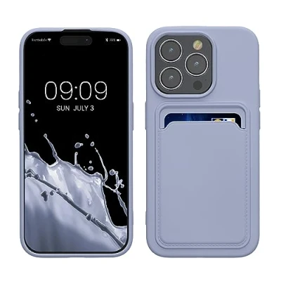 Abbildung von kwmobile Handyhülle kompatibel mit iPhone 15 Pro Hülle Handy Cover Fach für Karten in Lavendel
