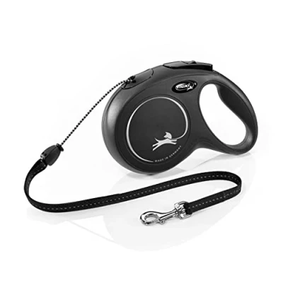 Abbildung von flexi® Classic m Seil 8 schwarz, Roll Leine für Hunde bis 20 kg