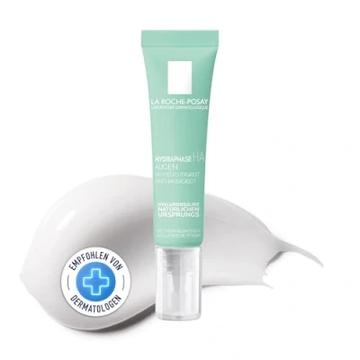 Abbildung von La Roche Posay Intensiv hydratisierende Augenpflege für empfindliche Haut, 72 Stunden Feuchtigkeit, Mit biofermentierter Hyaluronsäure und Thermalwasser, Ohne Alkohol, Hydraphase HA Augen, 15 ml