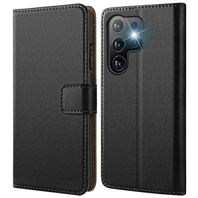 Abbildung von HOOMIL MagFlip Handyhülle für Samsung Galaxy S23 Ultra 5G Hülle, [Erstklassige Handwerk] Premium Leder Tasche Klappbar Case Schutzhülle Schwarz