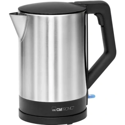 Abbildung von Clatronic® Wasserkocher 1.5 Liter Füllmenge Sicherheitsklappdeckel 2200 W Leistung verdecktes Heizelement automatische Abschaltung Basisstation mit Kabelaufwicklung WKS 3692 black/inox