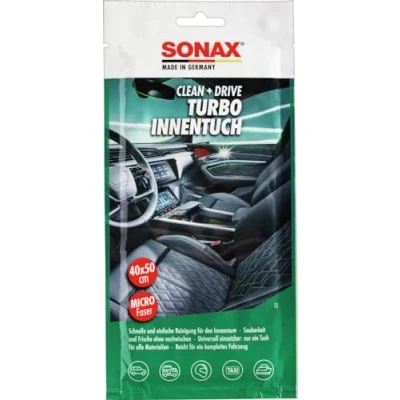 Abbildung von SONAX Clean+Drive TurboInnenTuch 45x50 Thekendisplay (1 Stück) Innenreinigungstuch für alle glatten und rauen Oberflächen im Innenraum Art Nr. 04130000