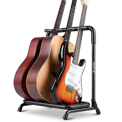Abbildung von CAHAYA Klappbarer 3er Multiple Gitarrenständer: Gitarrenhalterung mit dickem Rohr und Schaumstoffummantelung für verbesserten Schutz Gitarrenstativ Geeignet alle Gitarrentypen, CY0344