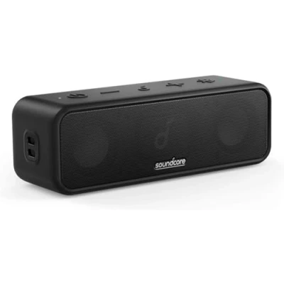 Abbildung von soundcore 3 Bluetooth Lautsprecher, Stereo Sound, Audiotreiber mit Titan Membran, PartyCast, BassUp, 24 Stunden Akku, IPX7 Wasserschutz, individueller EQ, für Zuhause, Draußen, Garten (in Schwarz)