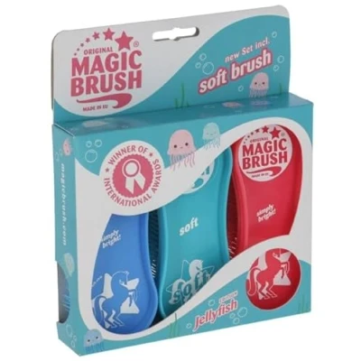 Abbildung von Kerbl Original Magic Brush Bürstensets Pferdebürste Pferdepflege Massagebürste, Jellyfish, 3er Set