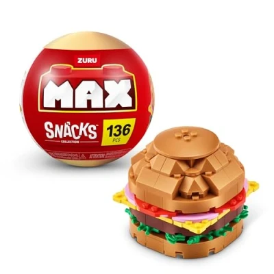 Abbildung von MAX Premium Snacks Bausteine, Burger (bis zu 200 Teile, 6 zum Sammeln). Bausteine für Teenager, Erwachsene und Sammler. Baue, sammle präsentiere deine Sammlung an leckeren Snacks!