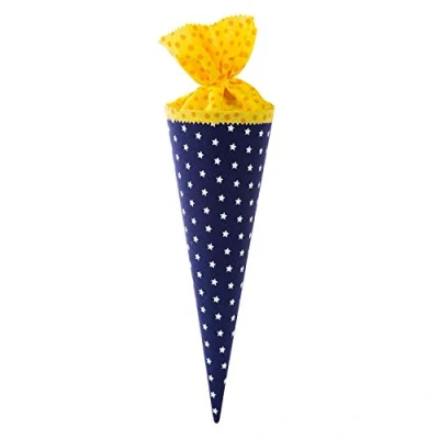 Abbildung von goldbuch 93554 Stoff Schultüte mit Punkt und Sternmuster, Zuckertüte 35 cm, zur Einschulung Schulanfang, Geschenkverpackung für viele Anlässe, Geschwistertüte, Pink / Türkis