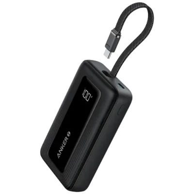 Abbildung von Anker Powerbank 20.000mAh 30W mit integriertem USB C Kabel, High Speed portables Ladegerät, 1 C, A, Akkupack für iPhone 15/15 Pro/15 Pro Max/15 Plus, MacBook, Galaxy und mehr