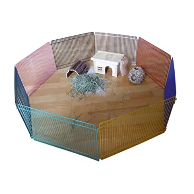 Abbildung von Kerbl Pet Freigehege Für kleine Nager wie Hamster oder Mäuse, den Innen und Außenbereich, Erweiterbar, Ø 86 cm, 8 x Element je 34x23 Gitterabstand 9 mm