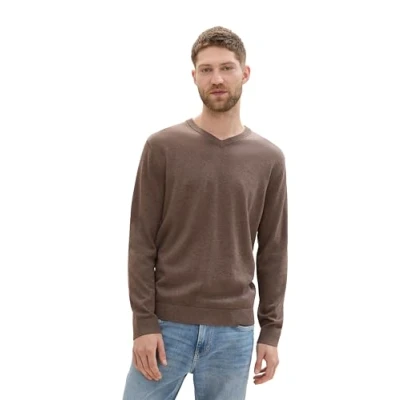 Abbildung von TOM Tailor MIT Vausschnitt Strickpullover, Herren, Größe: XL, Wood brown melange