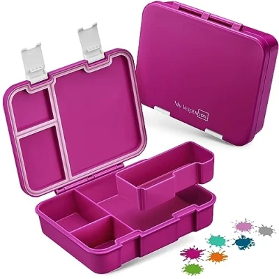Abbildung von My Vesperbox Jin Bento Box Kinder Lunchbox extrem robust Brotdose Brotbox ideal für Kindergarten und Schule (Lila)