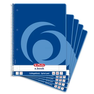 Abbildung von Herlitz 306423 Collegeblock A4, 80 Blatt Rand links und rechts, 5 Stück
