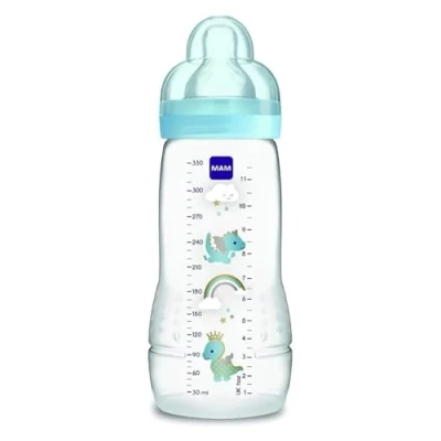 Abbildung von MAM Easy Active Babyflasche, mit Sauger, Größe 3, ergonomisch, 4+ Monate, 330 ml, hellblau