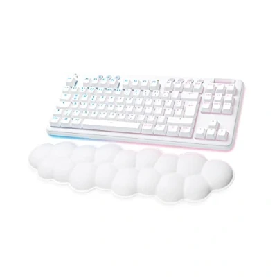 Abbildung von Logitech G715 kabellose Tastatur mit LIGHTSYNC RGB Beleuchtung, LIGHTSPEED, Taktile Switches (GX Brown) und Handballenauflage, PC/Mac Weiß