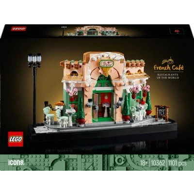 Abbildung von LEGO Icons Französisches Café Deko fürs Wohnzimmer oder Büro Bauset für Erwachsene inkl. pittoresker Fassade, aufgehängten Blumentöpfen und Stühlen Geschenk Männer &amp; Frauen 10362
