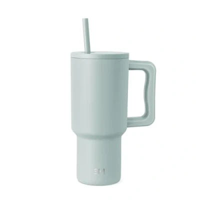 Abbildung von Simple Modern Thermobecher mit Strohhalm und Griff Isolierter Edelstahl Trinkbecher Eiskaffee Reisebecher Geschenke für Frauen Männer Trek 890ml Sea Glass Sage
