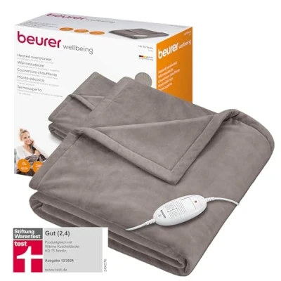 Abbildung von Beurer HD 75 Heizdecke, kuschelige Wärmedecke mit 6 Temperaturstufen, Sicherheitssystem und Abschaltautomatik, maschinenwaschbar, taupe, 180 x 130 cm