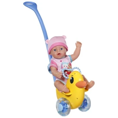 Abbildung von BABY born Schiebe Berta Mit Lenkstange &amp; funktionsfähigen Rädern für 36 cm 43 Puppen Hochwertiges Puppenzubehör Geeignet Kinder ab 3 Jahren, Gelb