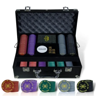 Abbildung von CCLIFE Pokerkoffer Pokerset Profi 300 500 PCS Pokerspiel inkl. Pokerdecks Dealer Button Poker Set Pokerchips Tischauflage Spielmatte
