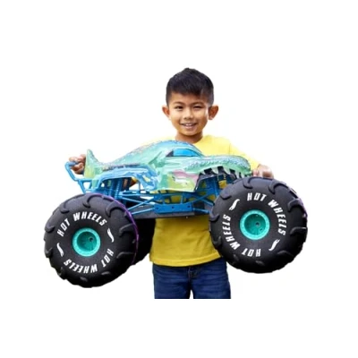 Abbildung von Hot Wheels Monster Trucks Ferngesteuertes Auto, Mega Wrex im Maßstab 1:6, extragroßer Ferngesteuerter Spielzeug Truck, mehr als 60 cm lang, HPK28