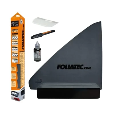 Abbildung von FOLIATEC Scheibentönungsfolie Tönungsfolie für Autoscheiben, BLACKNIGHT Reflex Dark, 51x400cm + 76x152cm, mit ABG, 85% Verdunkelung