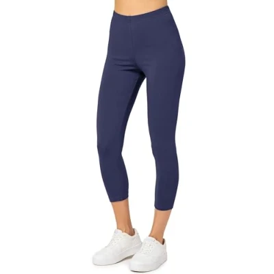 Abbildung von Merry Style Damen 3/4 Leggings Capri aus Baumwolle Sportleggings MS10 199 (Marineblau, XXL)