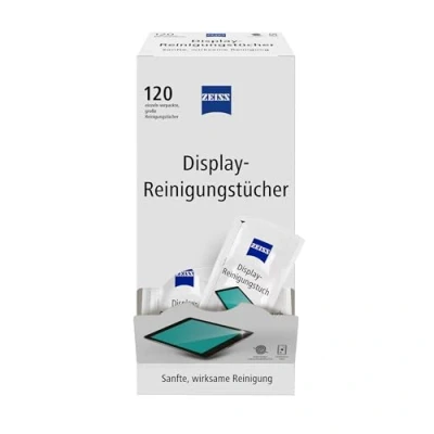Abbildung von ZEISS Display Reinigungstücher alkoholfrei 120 Stück zur sicheren &amp; effektiven Reinigung optischer Flächen jedes Tuch einzeln verpackt ideal für unterwegs oder auf Reisen