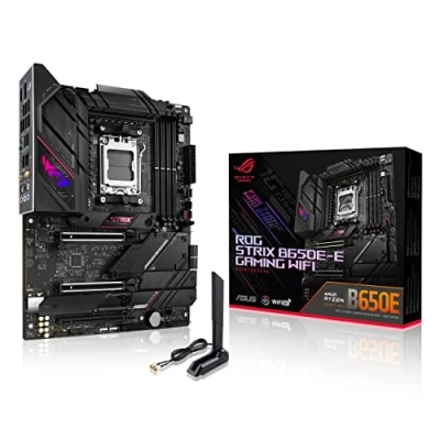 Abbildung von ASUS ROG STRIX B650E E GAMING WiFi Mainboard Sockel AMD AM5 (Ryzen 7000, ATX, DDR5 Speicher, 16+2 Power Stages, USB 3.2 Gen 2x2 Typ C, PCIe 5.0, Q Release, 6E, Aura Sync)