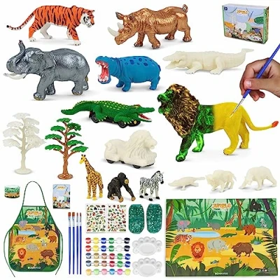 Abbildung von BONNYCO Tiere Spielzeug Kinder Geschenke 16 Figuren zum Malen Bastelset Geburtstag, Basteln sie leuchten im Dunkeln, Spielen für Junge 3 4 5 6 7 8 9 10 Weihnachten