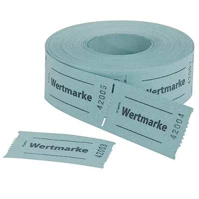 Abbildung von SIGEL GR555 Wertmarken Gutscheinmarken Rolle blau, 500 Bons, aus Recyclingpapier, Essensmarken, Getränkebons