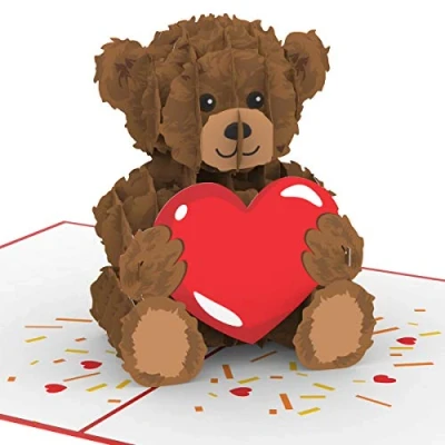 Abbildung von papercrush® Pop Up Karte Teddy mit Herz Süße 3D Geburtstagskarte für Frau &amp; Freundin, Liebeskarte Teddybär zum Geburtstag, Hochzeitstag, Jahrestag Ich Liebe Dich Lieblingsmensch
