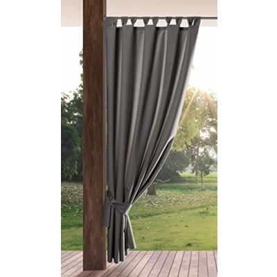Abbildung von Eurofirany Garden Outdoorvorhäng mit Schlaufenschal 1 STK. Abnehmbaren Schlaufen, Sonnenschutz Sichtschutz Winddicht Wasserdicht Vorhäng für Pavillon Terrasse Pergola, 155x220 cm, Dunkelgrau