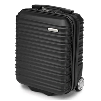 Abbildung von WITTCHEN Reisekoffer Kleinkoffer Kabinengepäck Handgepäck Rollkoffer Hartschale aus ABS mit 2 Standard Rollen Reißverschluss Teleskopgriff Groove Line XXS schwarz