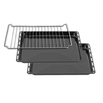 Abbildung von ICQN Backblech 445 x 375 25 mm Set mit Gitter, 2x Emailliert Fettpfanne, Passend für Whirlpool, Ignis, Bauknecht, Indesit, Algor, Neckermann, Lloyds, Rostfrei, 44,5 37,5 cm