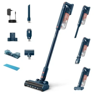 Abbildung von PHILIPS Akku Staubsauger Kabellos 5000 Series für Tierhaare: Starke Saugkraft auf Teppichen &amp; Hartböden. Multitalent, 60 Min. Laufzeit, LED Düse, Tierhaar Aqua Modul (XC5142/01)