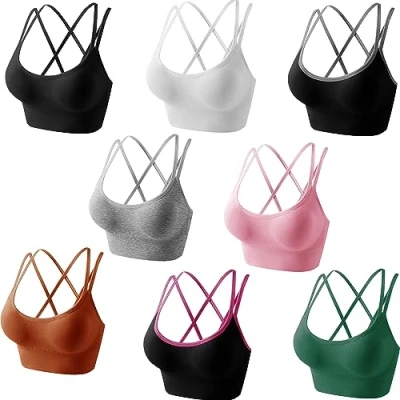 Abbildung von Libella 3er Pack Damen Bustier Bralette Sport BH Wohlfühl Sportliche Comfort Gepolsterter Push UP Stützfunktion verstellbare Träger Ohne Bügel Yoga Fitness 3765 Schwarz LXL