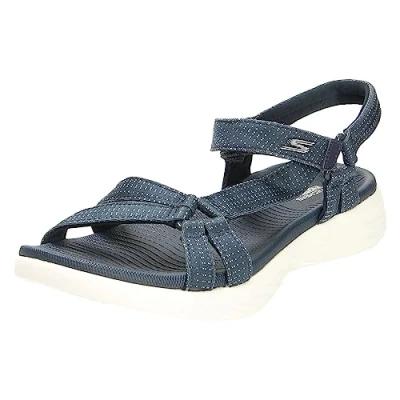 Abbildung von Skechers Damen ON The GO 600 BRILLIANCY Knöchelriemchen Sandalen, Navy Textile/Trim, 38 EU
