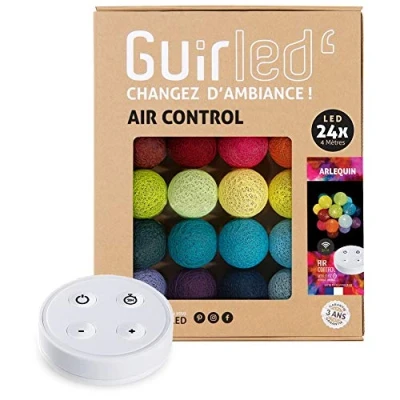 Abbildung von GuirLED LED Baumwollkugeln Lichterkette USB Drahtlose Fernbedienung Baby Nachtlicht 2h Dual 2A Netzteil enthalten 4 Intensitäten 24 Kugeln 2.4m Arlequin