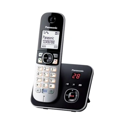 Abbildung von Panasonic KX TG6821GB DECT Schnurlostelefon mit Anrufbeantworter (strahlungsarm, Eco Modus, GAP Telefon, Festnetz, Anrufsperre) schwarz