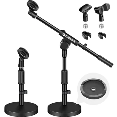 Abbildung von CAHAYA 3 in 1 Verbesserter Desktop Mikrofonständer: Verstellbarer Tisch mikrofonständer mit 180Drehbarem und Mikrofonclip, Geeignet für Konferenzreden, Spiele Live Übertragungen, CY0360