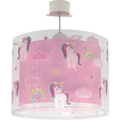 Abbildung von Dalber Lampe Kinderzimmer, kinderlampe Pendelleuchte Hängelampe, Deckenleuchte Kinder, Deckenlampe kinderzimmer Einhörner Tiere Unicorns, 41592, E27