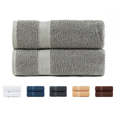 Abbildung von Todocama 2 Duschtücher, 100% Baumwolle, 550 g/m², extra weich, sehr saugfähig und schnell trocknend, Maße 70 x 140 cm, hellgrau.