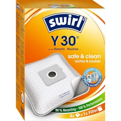 Abbildung von Swirl Y 30 EcoPor Staubsaugerbeutel für Rowenta, Moulinex, 4 Beutel, Blau