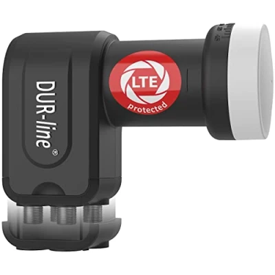 Abbildung von DUR line +Ultra Quad LNB 4 Teilnehmer schwarz mit LTE Filter [ Test SEHR GUT *] Fach, digital Wetterschutz, Full HD, 4K,Premium Qualität