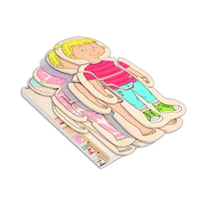 Abbildung von Beleduc Lagen Puzzle Dein Körper Mädchen, Extra Folie mit Darstellung des Blutkreislaufes, Anatomie aus Holz, ab 4 Jahren