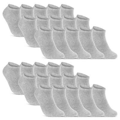 Abbildung von 10 20 30 Paar Sneaker Socken Damen &amp; Herren Schwarz Weiß Baumwolle 10800 (Grau 39 42)